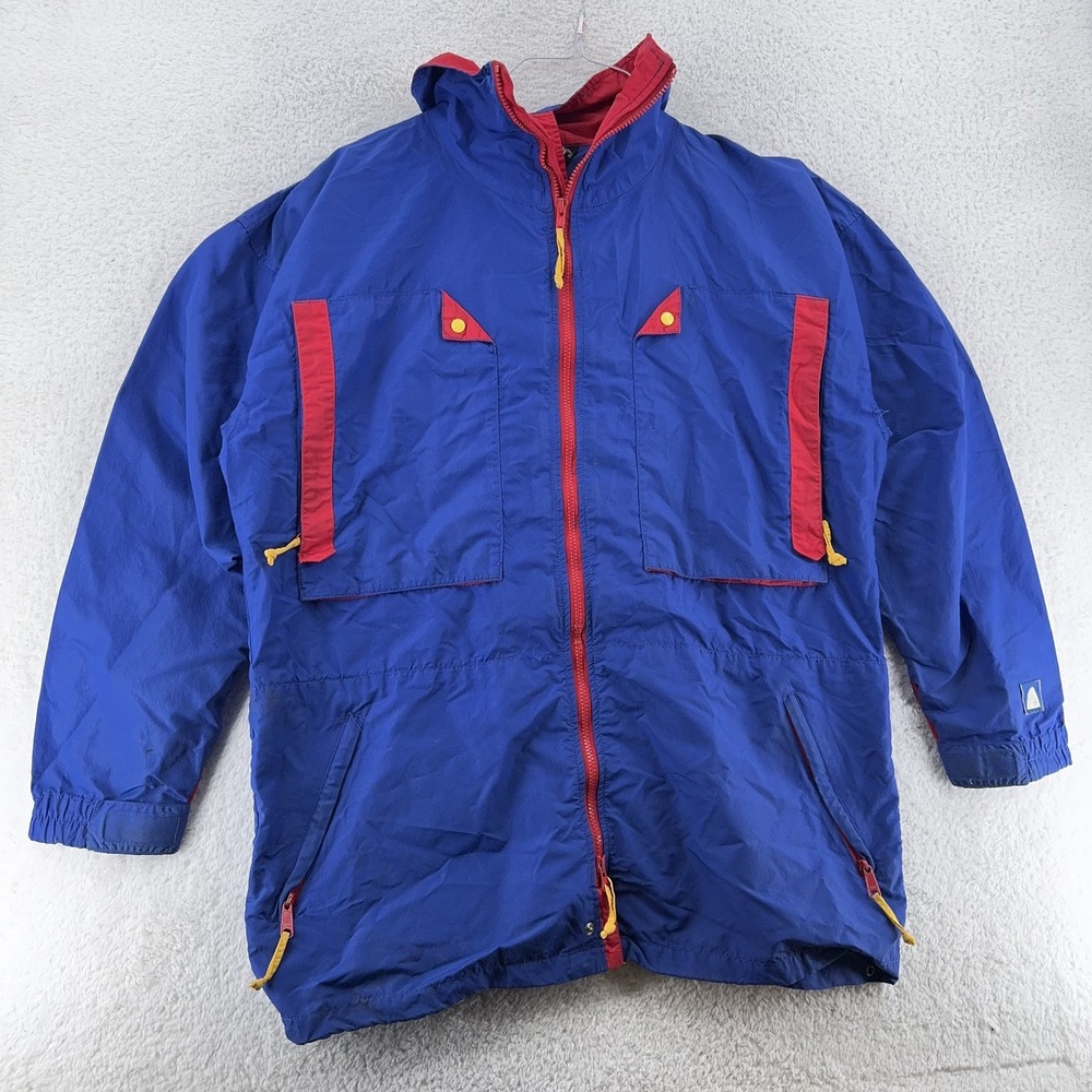 Vintage 90s Sierra Designs Colorful Hooded Windbreaker Jacket Mens Large Nylon